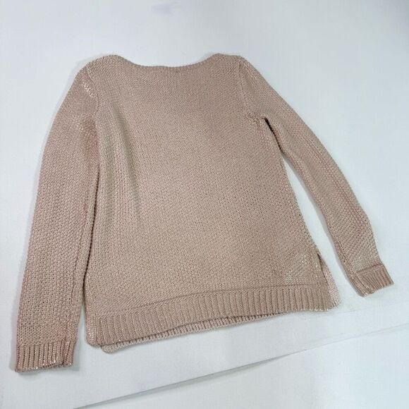 WHBM Sweater Womens Small Pink Metallic Shimmer Crewneck New Spring Pullover - Picture 10 of 11